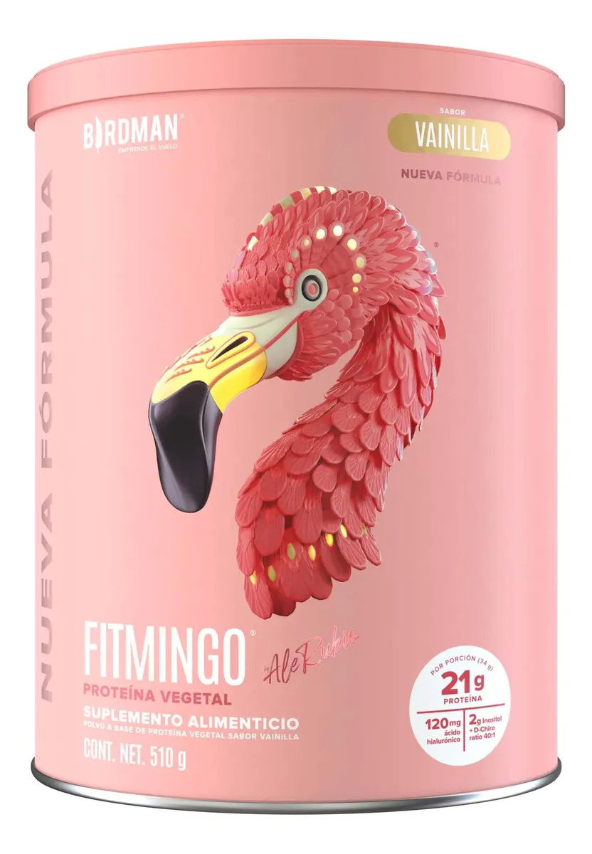 Birdman Fitmingo Proteína en Polvo Vegana | con Inositol, Ácido Hialurónico y Vitaminas | Sin Lactosa | Vainilla | 510g