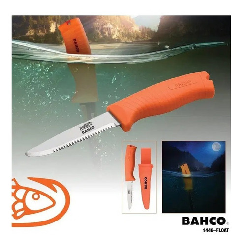 Imagen 4 de 10 de Cuchillo Caza Pesca Flotante Fluoforesente Bahco 1446 Float