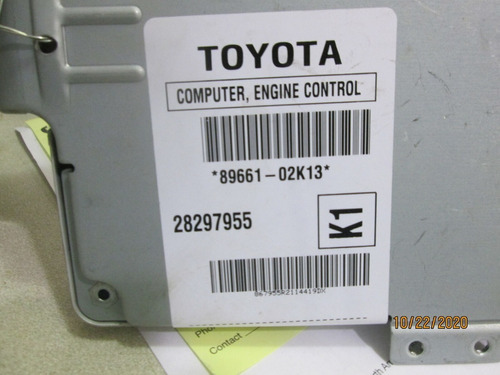 2005-07 Toyota Corolla 1.8l Computadora Motor 89661-02k13 
