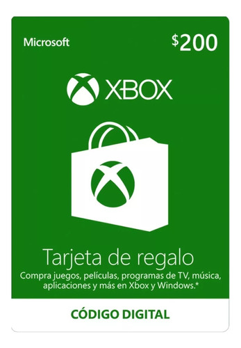 Tarjeta De Regalo Microsoft Xbox - 200 Mxn Código Digital