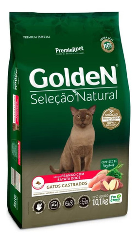 Ração Golden Seleção Natural Gatos Castrados 10,1kg