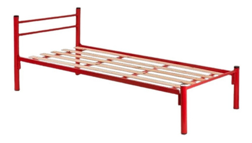 Cama De 1 Plaza Caño Reforzada Rojo 1ra Calidad Inigualable