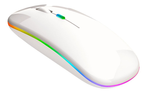 Imagem 1 de 5 de Mouse Branco Led Rgb Bluetooth Luminoso Sem Fio 2.4g