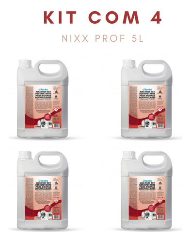 Kit C/ 4 Nixx Prof Oxy Desinfetante P/ Tecidos 5l Renko