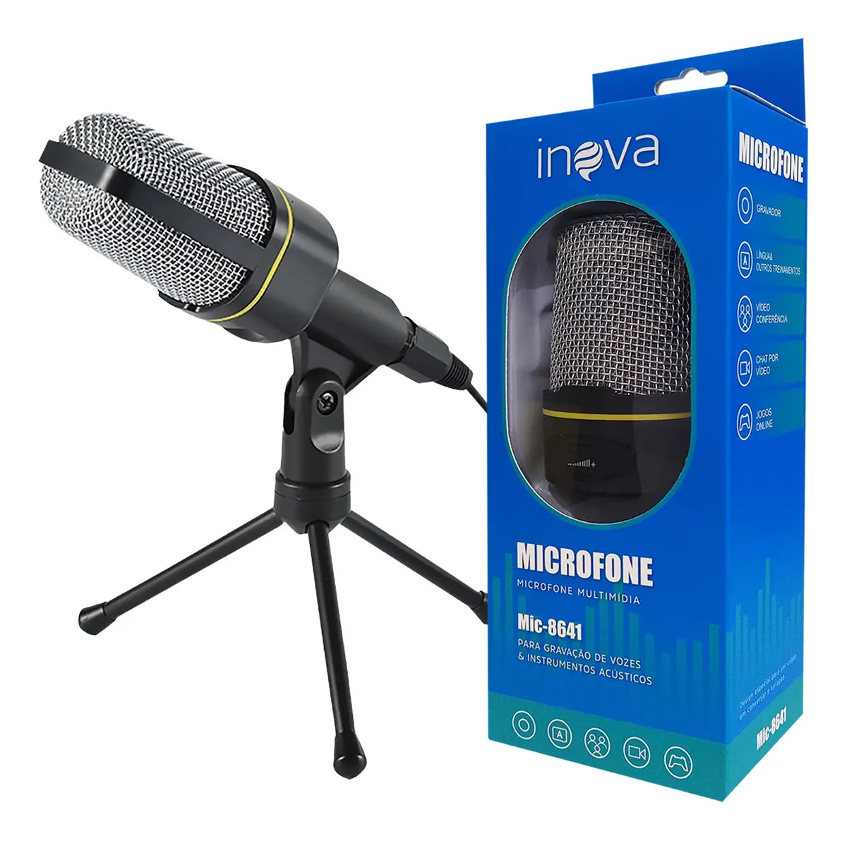 Microfone Multimidia Profissional Streaming Condensador Mesa Cor Preto