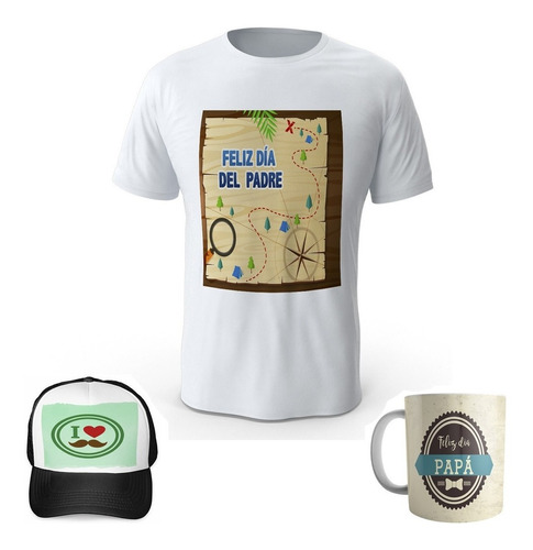 Combo Camiseta + Gorra + Mug Dia Del Padre Papá R13