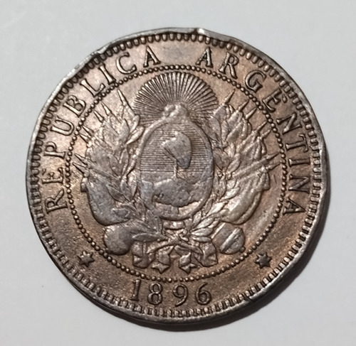 Argentina Moneda Dos Centavos 1896 Cj#