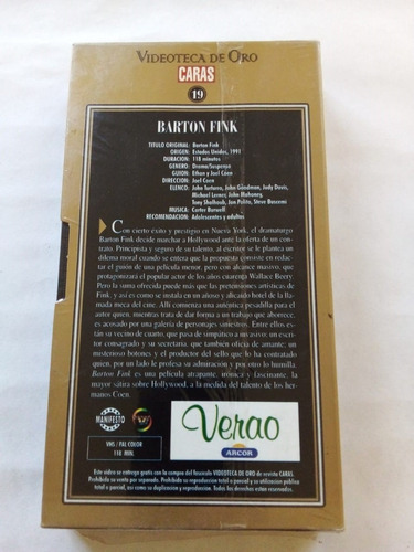 Imagen 2 de 2 de Barton Fink - Coen - Videoteca Oro Caras #19 Vhs
