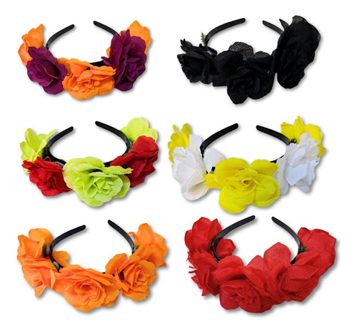 6 Diademas Corona Flores Catrina Halloween Frida Kahlo 