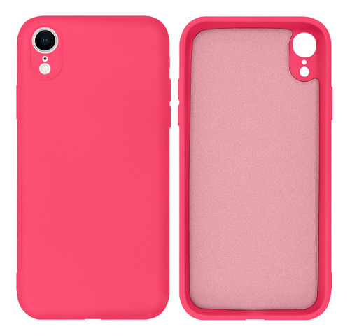 Capa Protege Câmera Aveludada Silicone Compatível iPhone XR Cor Rosa pink