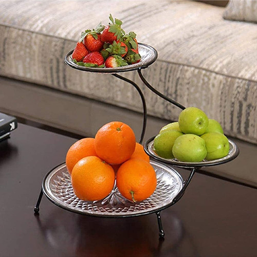 Cesta Fruta 3 Nivel Metal Para Encimera Estante Estilo Color