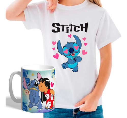 Remeras  Combo Con Taza Stitch