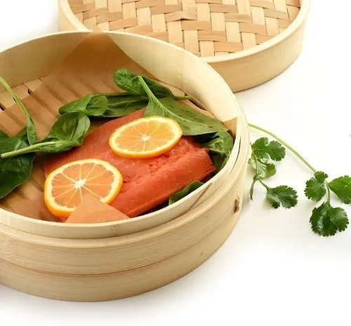 Imagen 6 de 10 de Vaporera Bambu 2 Niveles Desmontable Con Tapa 24 Cm