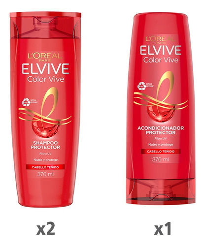 Pack Colorvive 2 Shampoo Elvive  370 Ml + 1 Balsamo 370 Ml