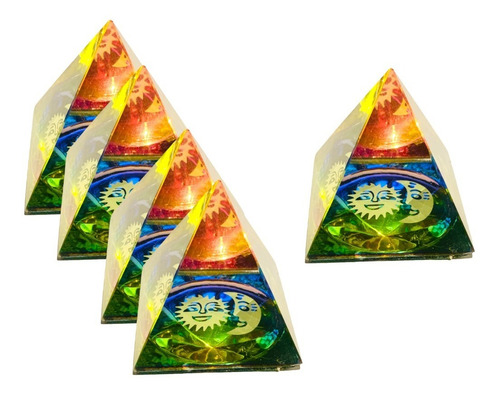 12 Pirámides Vidrio Cristal Multicolor Tornasol Set 
