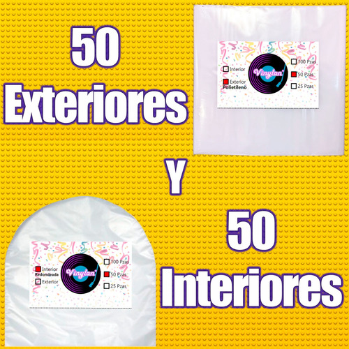 50 Fundas Interiores Y 50 Fundas Exteriores Para Disco De 12