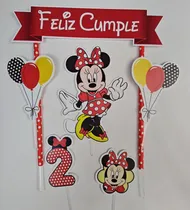 Comprar Adorno Torta Topper Cake Feliz Cumple Oferta En Stock Rojo Minnie Roja