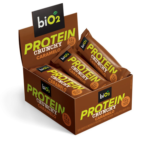 Barra de Proteína biO2 Protein Crunchy Bar Caramelo 9 Unidades x50g
