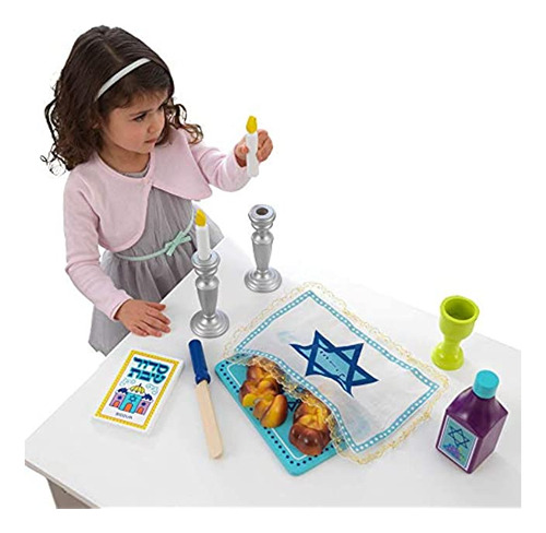 Kidkraft Juego De 21 Piezas De Madera De Shabbat Con Pan De