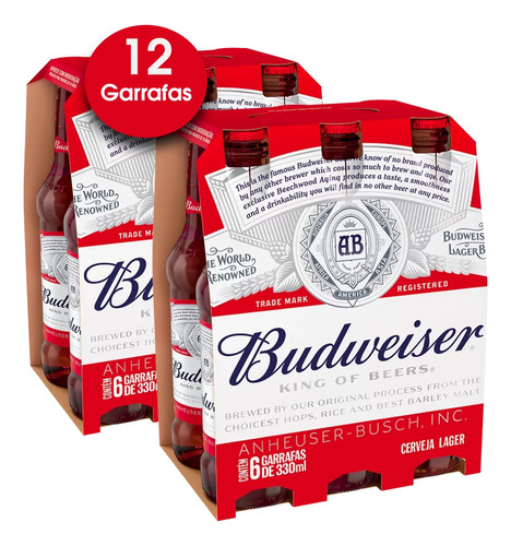 Cerveja Budweiser One Way Garrafa 330ml (12 Garrafas) Kit