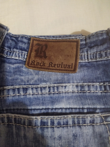 Pantalón Rock Revival Straight 36 X 32 Azul Acero Con Spande