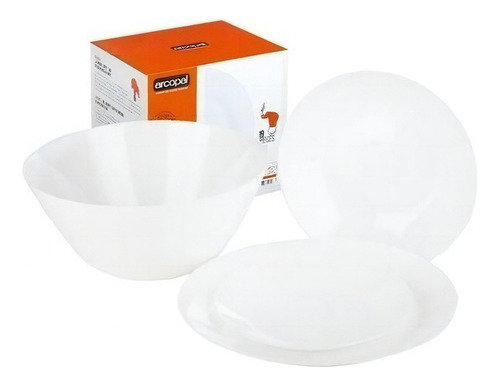 19 Platos Arcopal Zelie Hondo Postre Playo Vidrio Templado Color Blanco