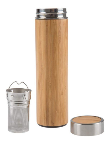 Termos De Bambu 450ml Con Infusor Para Té Y Café
