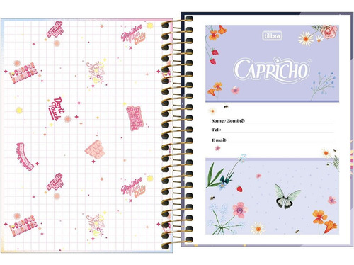 Caderno Espiral Capricho Capa Dura 1 Mt 80 Folhas Borboleta