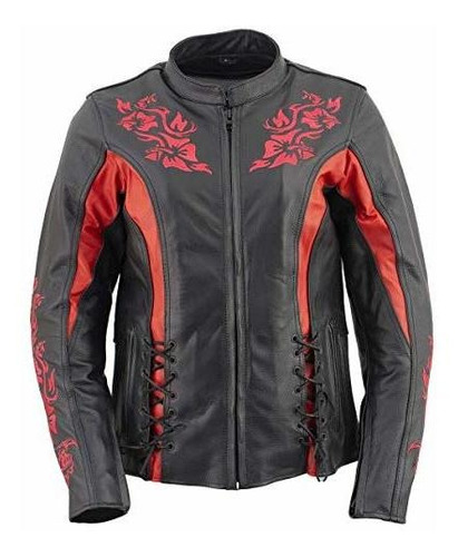 Motociclismo, Xelement Xs2029 Chaqueta Bordada De Cuero Negr