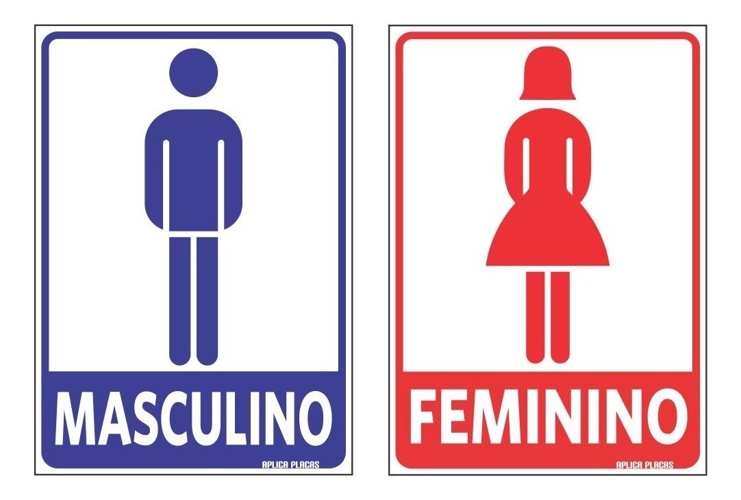 Placa Sinalização Banheiro Kit Feminino Masculino Sanitário Parcelamento Sem Juros