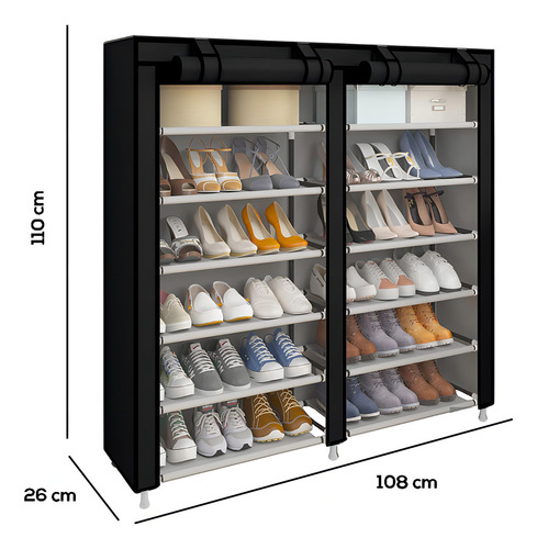 Zapatera Fasilyt YUB-012 organizador de 6 niveles closet de zapatos tenis color negro