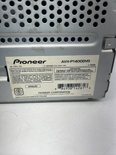 Pioneer Avh-x1400dvd Radio Cd Reproductor De Dvd Usado (Usado)