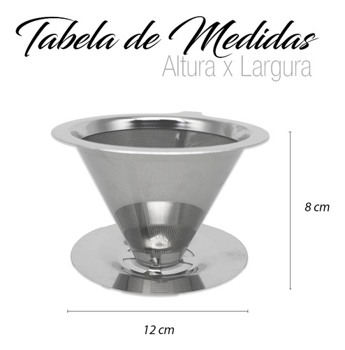 Imagem 2 de 5 de Kit Jogo Chaleira Apito Filtro Coador Café Inox Reutilizavel