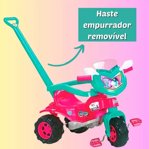 Triciclo carrinho infantil patrulha canina motoca tico tico com empurrador  multibrink