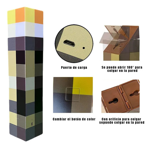Lámpara De Antorcha Decorativo Juguete Recargable 4 Colores