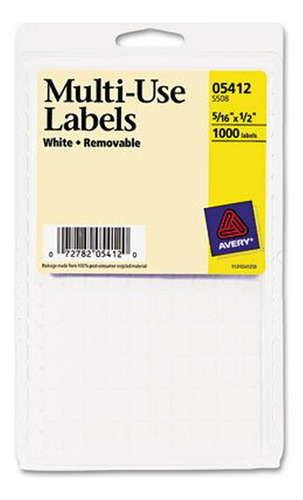 Etiqueta - Removable Multi-use Labels, 5-16 X 1-2, White, 10