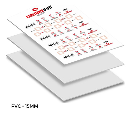 Lámina De Pvc Century - 15mm - 1,22 X 2,44 Color Blanco