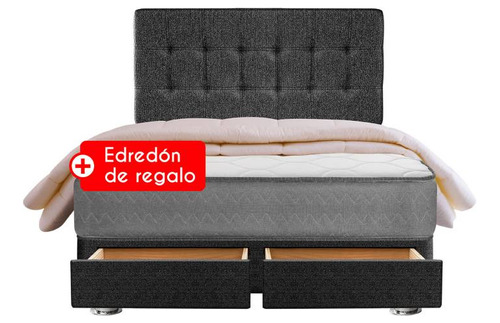 Juego De Dormitorio Forli 2 Pls +colchón+cabecera Almohadas