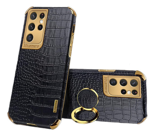 Funda Para Samsung Galaxy S23 Ultra De Imitacion Cuero_negro