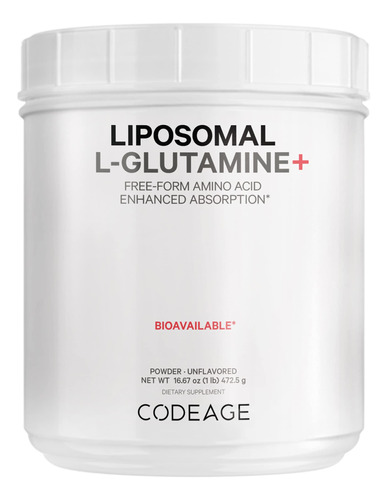 Codeage L-glutamina En Polvo 5000 Mg Suplemento De Glutamina