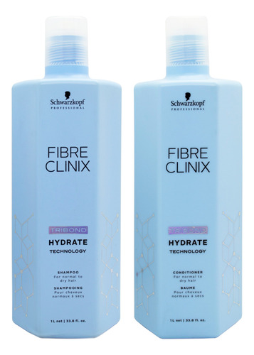 Schwarzkopf Fibre Clinix Hydrate Shampoo + Enjuague 1lt 3c