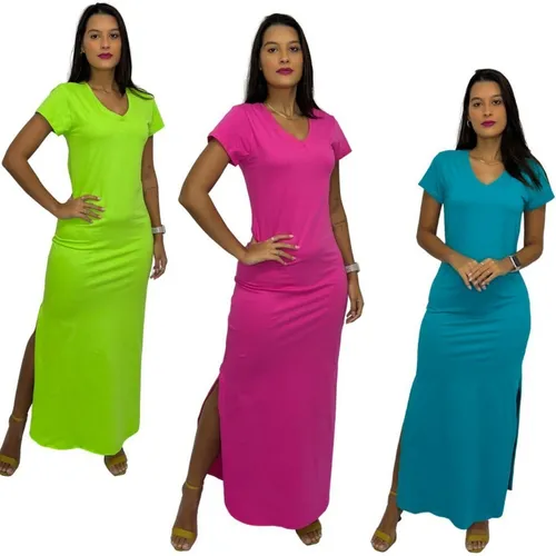Vestido longo de malha com hotsell fenda lateral