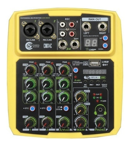 Mixer 4 Canais Custom Sound Usb Bluetooth Cmx 4c Verde Bivolt