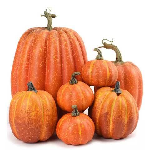 7 Unidades De Calabazas Artificiales Para Decoración De Cose