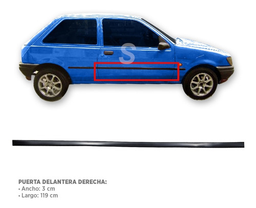 Bagueta Puerta Derecha Ford Fiesta 94/95 3p Español Silvaflx
