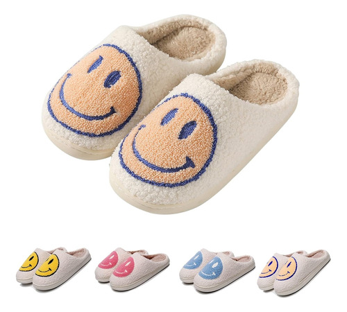 Pantuflas Cara Feliz De Felpa Suave Y Cómodas Para Mujer 