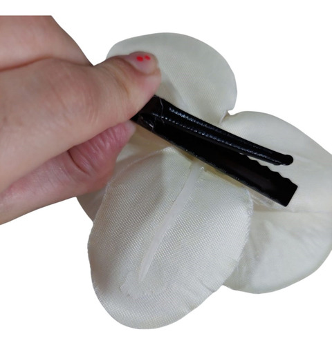 Hebilla De Pelo Flor Gancho Pico Orquìdea Crema