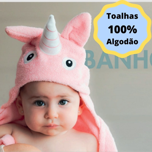 Imagem 2 de 7 de Kit Enxoval Presente Para Bebê Com Toalha E Manta Com Capuz