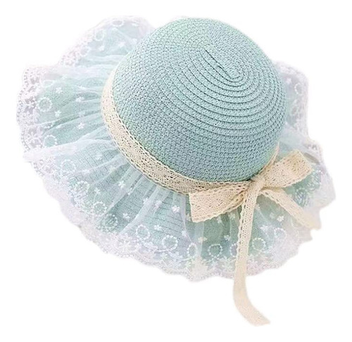 Sombrero Paja Con Encaje De Ala Ancha De Verano Para Niñas