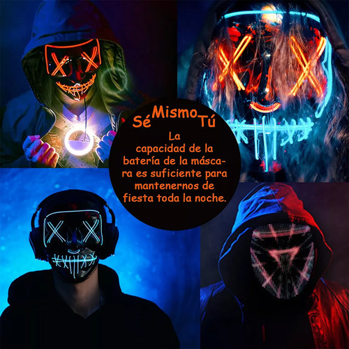 Máscara Led Fiesta Recargable Hallowen Cosplay Multi Luminos